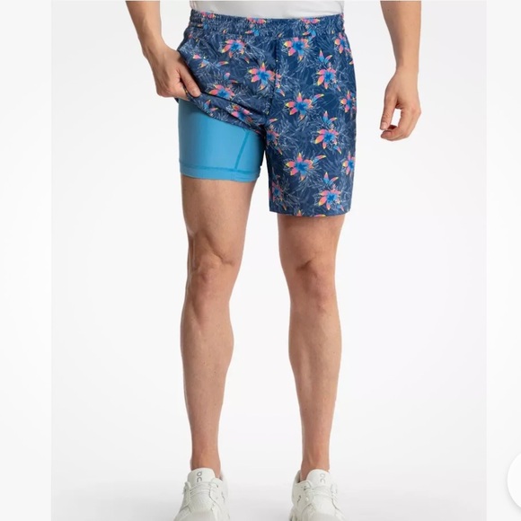 Birddogs Other - Birddogs Blue and Pink Athletic Shorts Vibrant Floral Design
